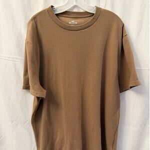 Hollister Men’s Relaxed Fit Textured T-Shirt Brown Short Sleeve‎ Size XL